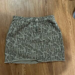 Snake skin denim mini skirt
